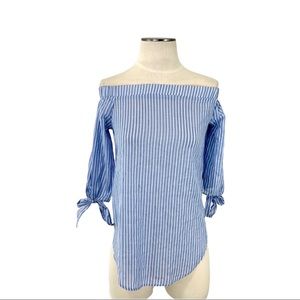 Target- Mossimo Light Blue Stripe Off Shoulder Top